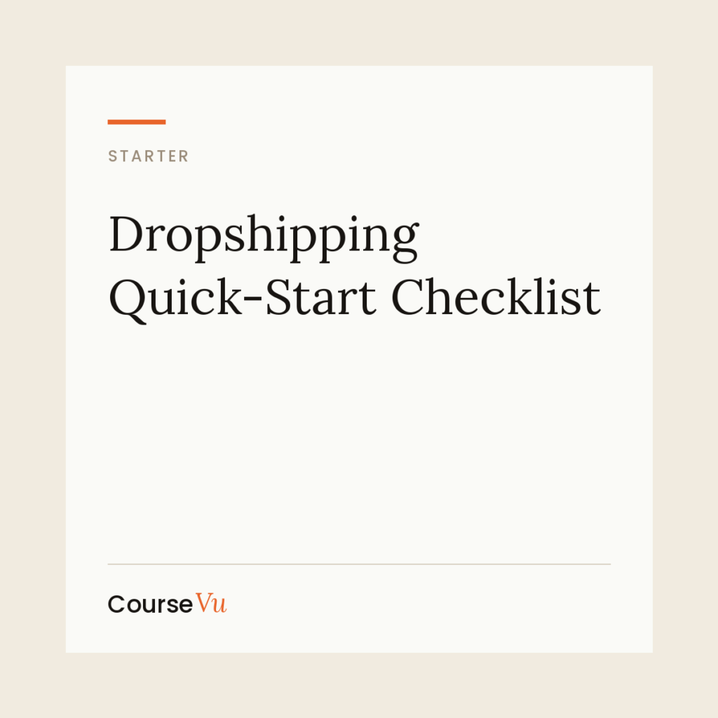 Dropshipping Quick-Start Checklist — CourseVu course cover