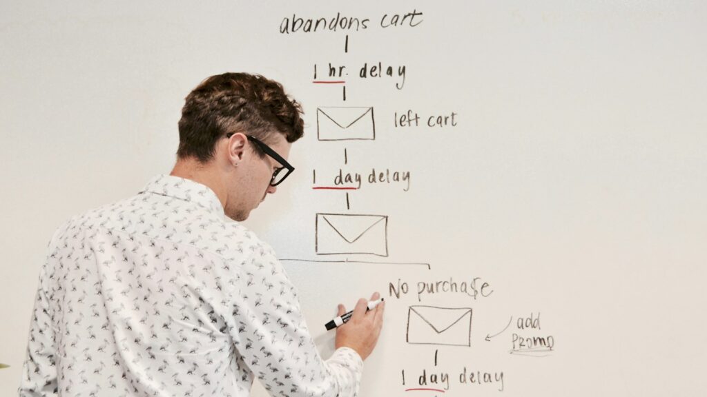 Man writing on whiteboard