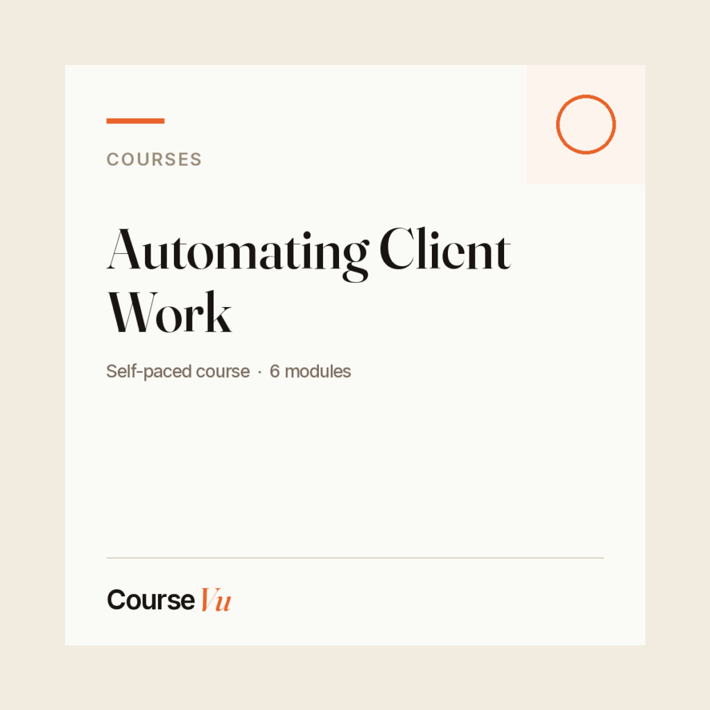 Automating Client Work — CourseVu course cover