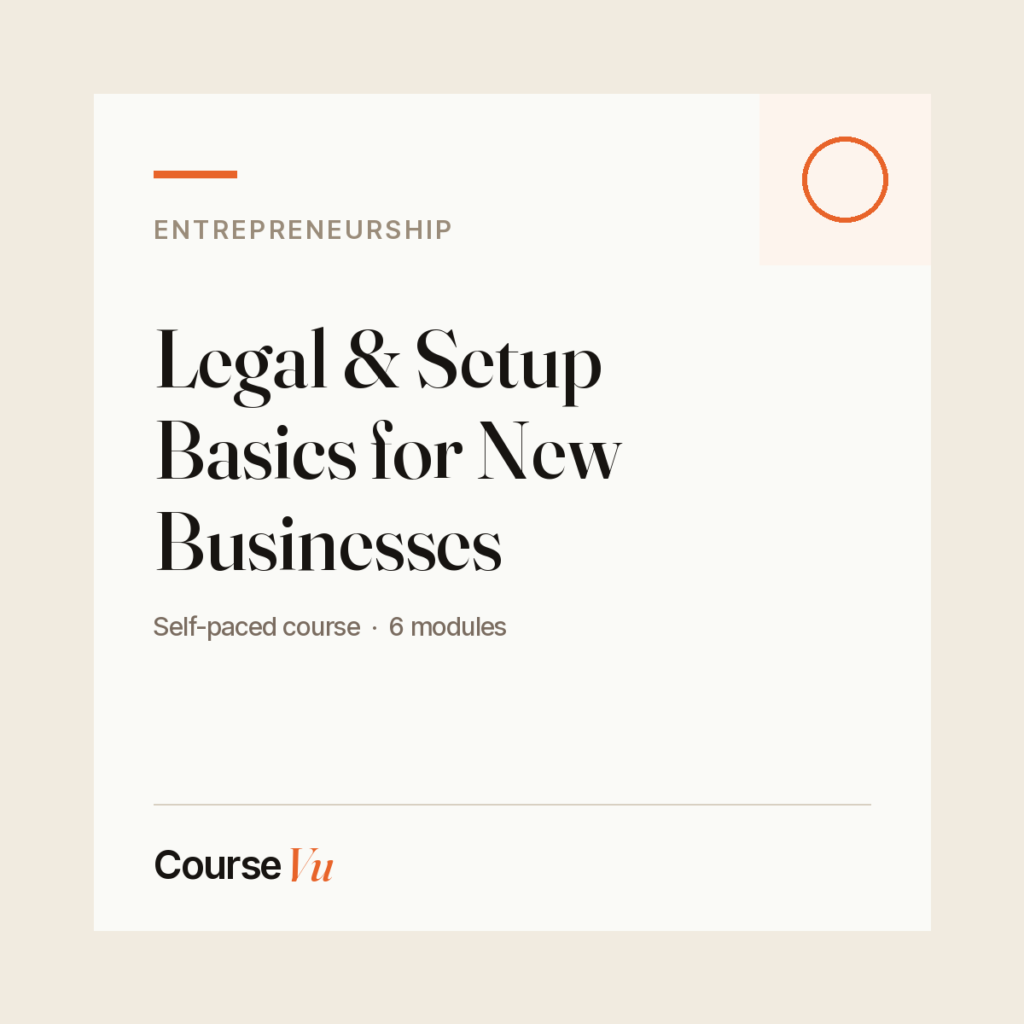 Legal & Setup Basics for New Businesses — CourseVu course cover