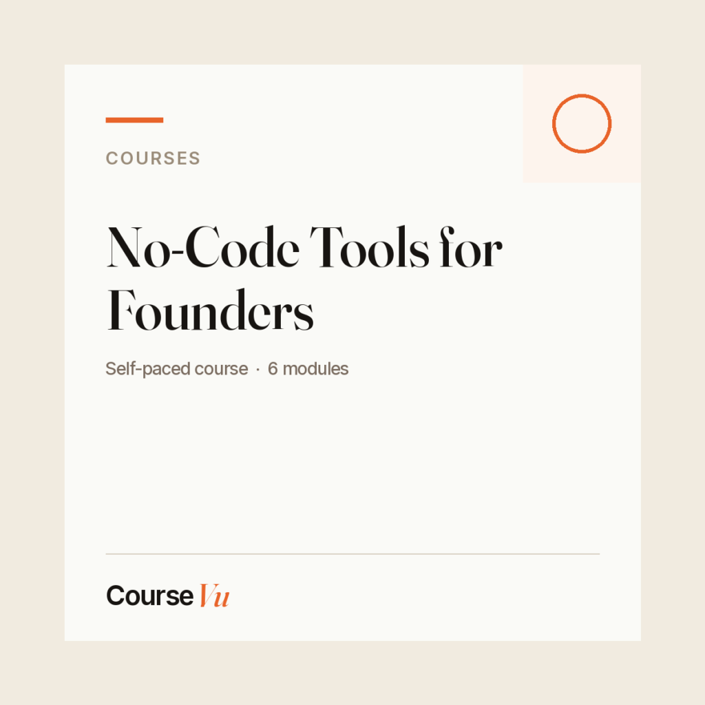 No-Code Tools for Founders — CourseVu course cover