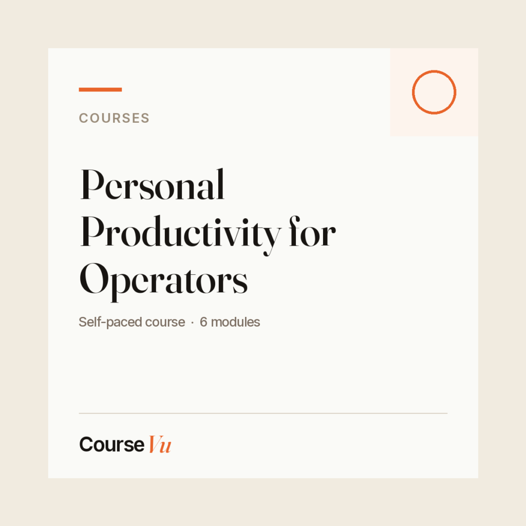 Personal Productivity for Operators — CourseVu course cover