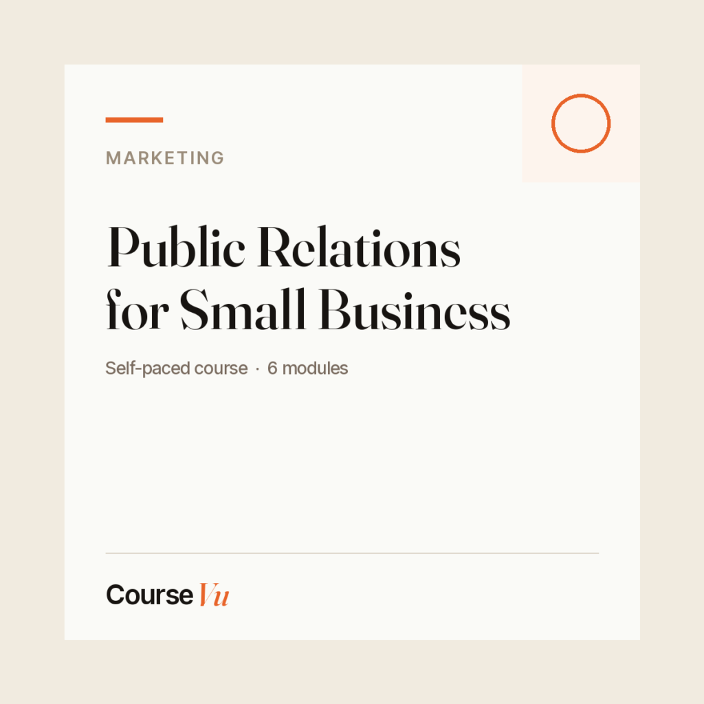 Public Relations for Small Business — CourseVu course cover