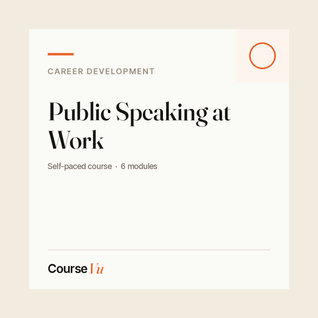 Public Speaking at Work — CourseVu course cover