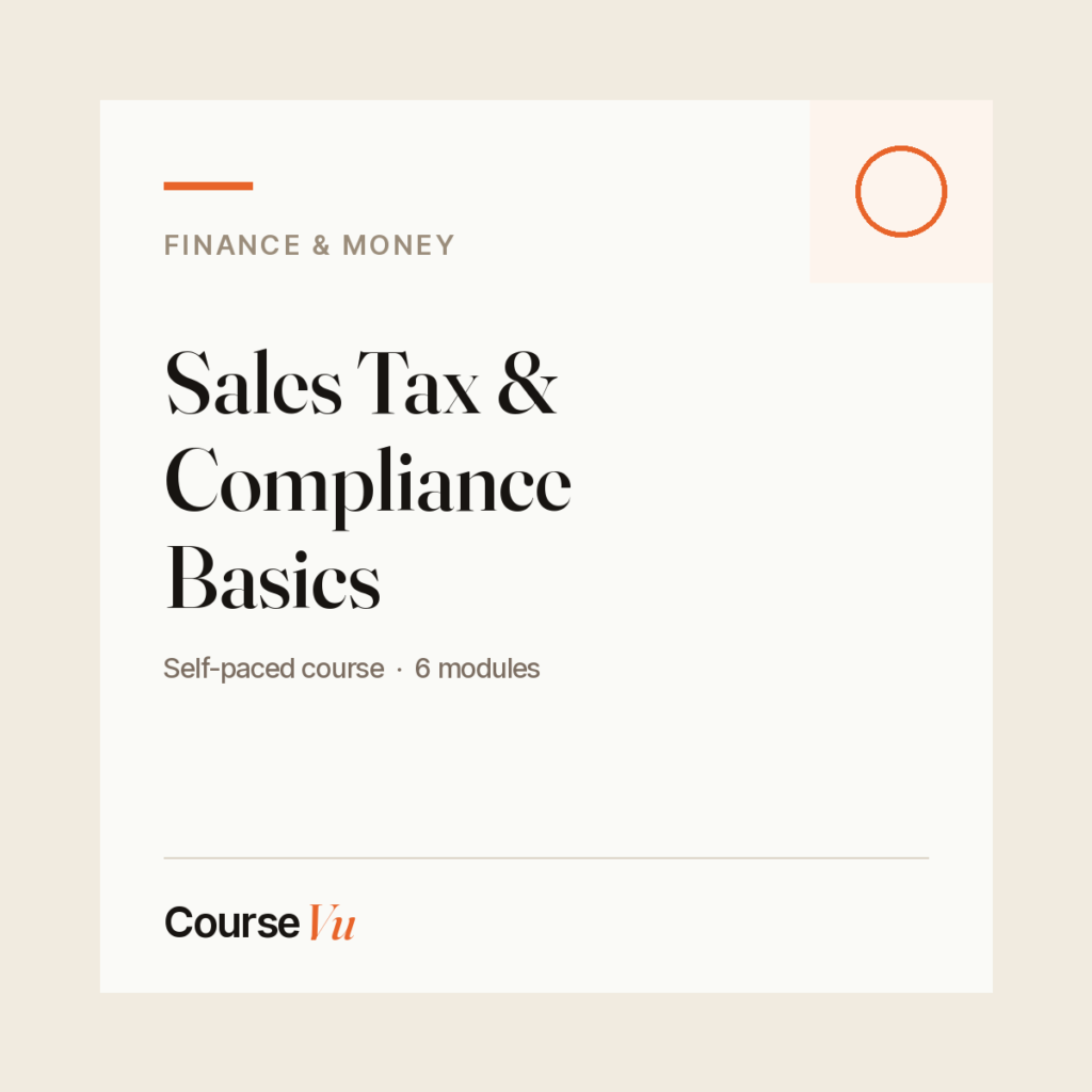 Sales Tax & Compliance Basics — CourseVu course cover
