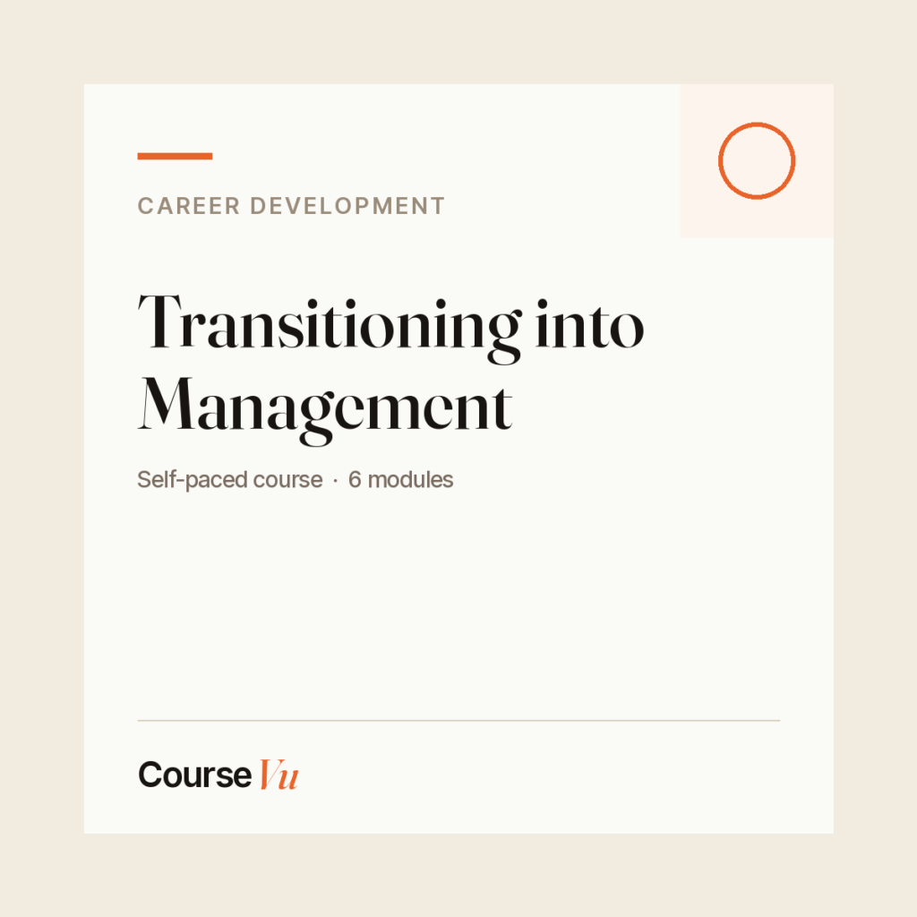 Transitioning into Management — CourseVu course cover