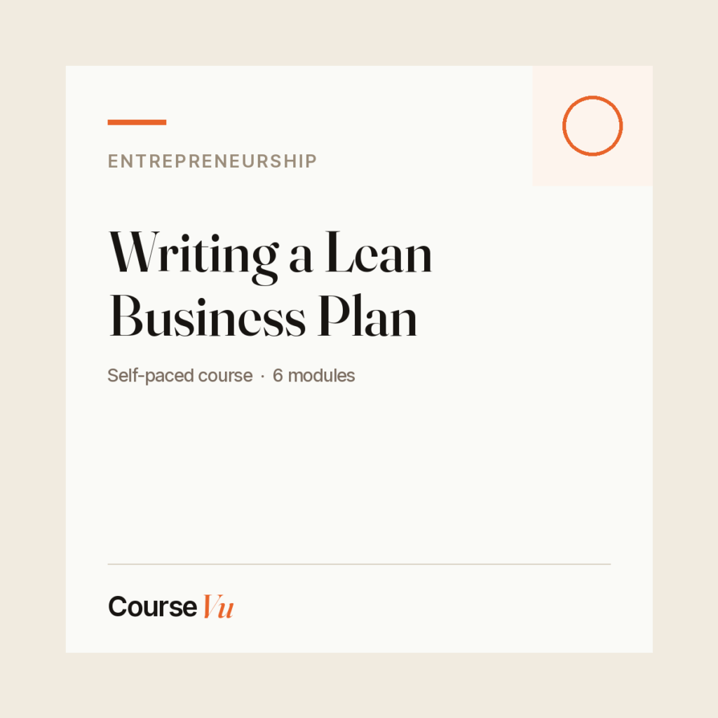 Writing a Lean Business Plan — CourseVu course cover