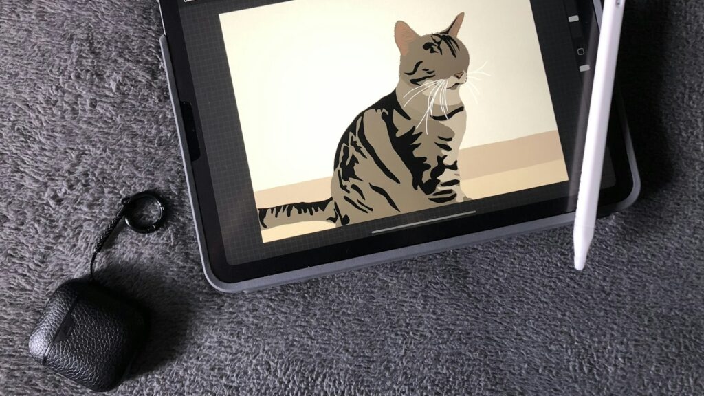 Black tablet computer with zebra print case
