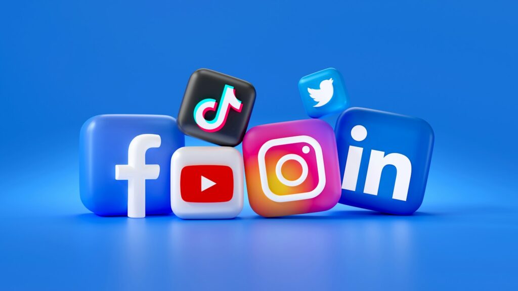 A group of different social media logos
